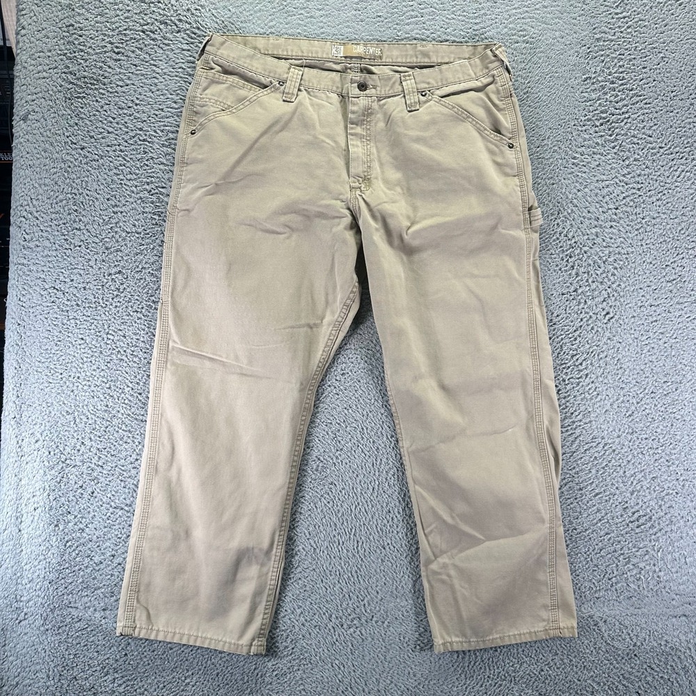 Lee Dungarees Pant Mens 40x30 Beige Cotton Carpenter Straight Utility Workwear